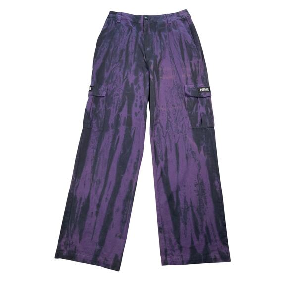 Petals by Petals and Peacocks Pants Juniors 7 Purple Tie Dye Cargo High Waist - Picture 1 of 6